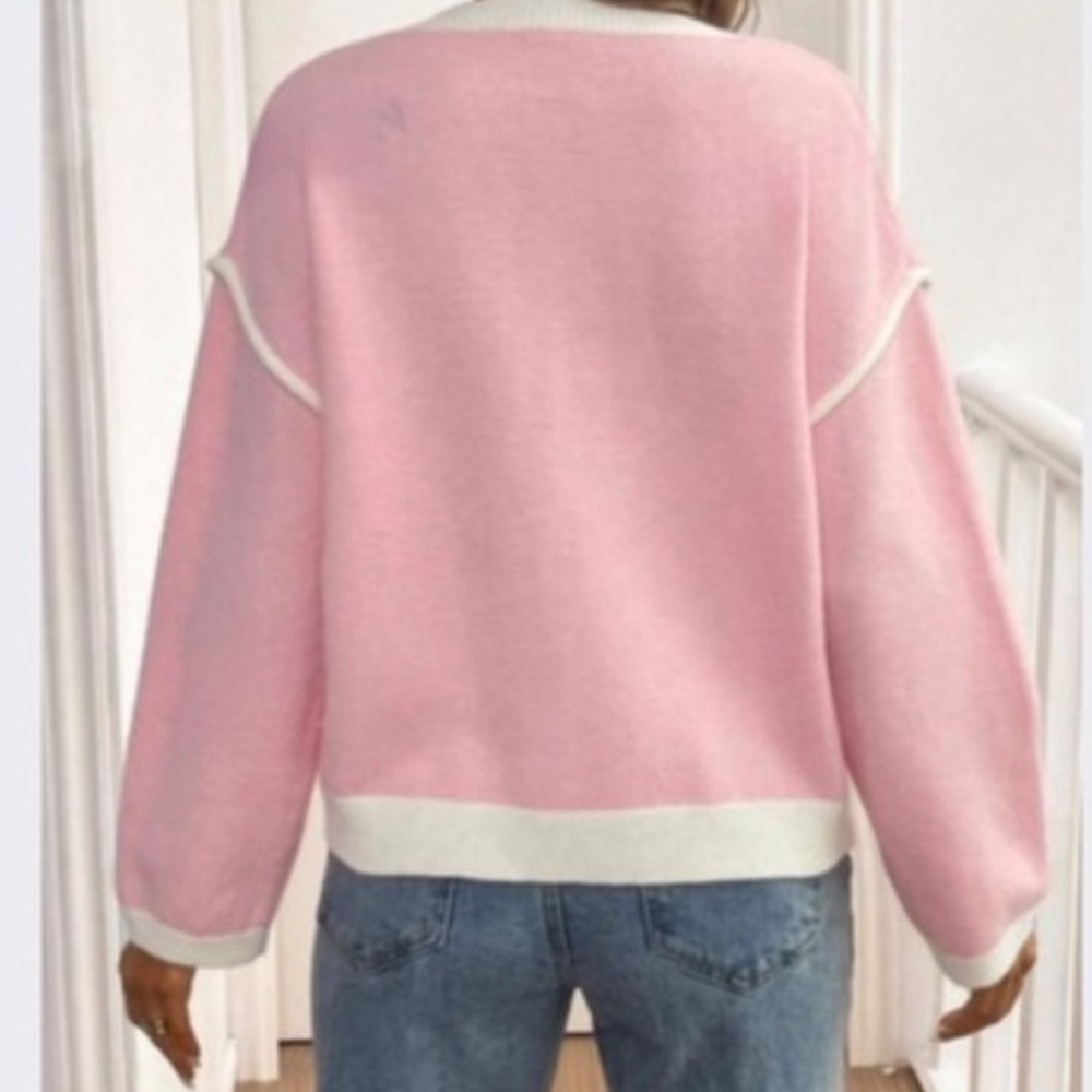 New Pink Embroidered Sweater - Picture 3 of 4